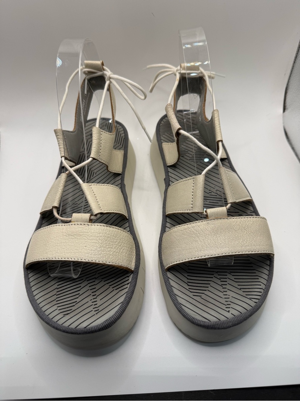 Fly London Women's Cream Lace-Up Strappy Sandals